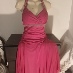 Trixxi Fuchsia Halter Prom Dress